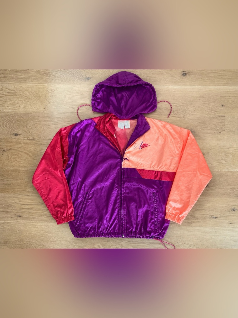 Vintage 90s Nike Women’s Colorblock Windbreaker Jacket - Size Small - Picture 3 of 8